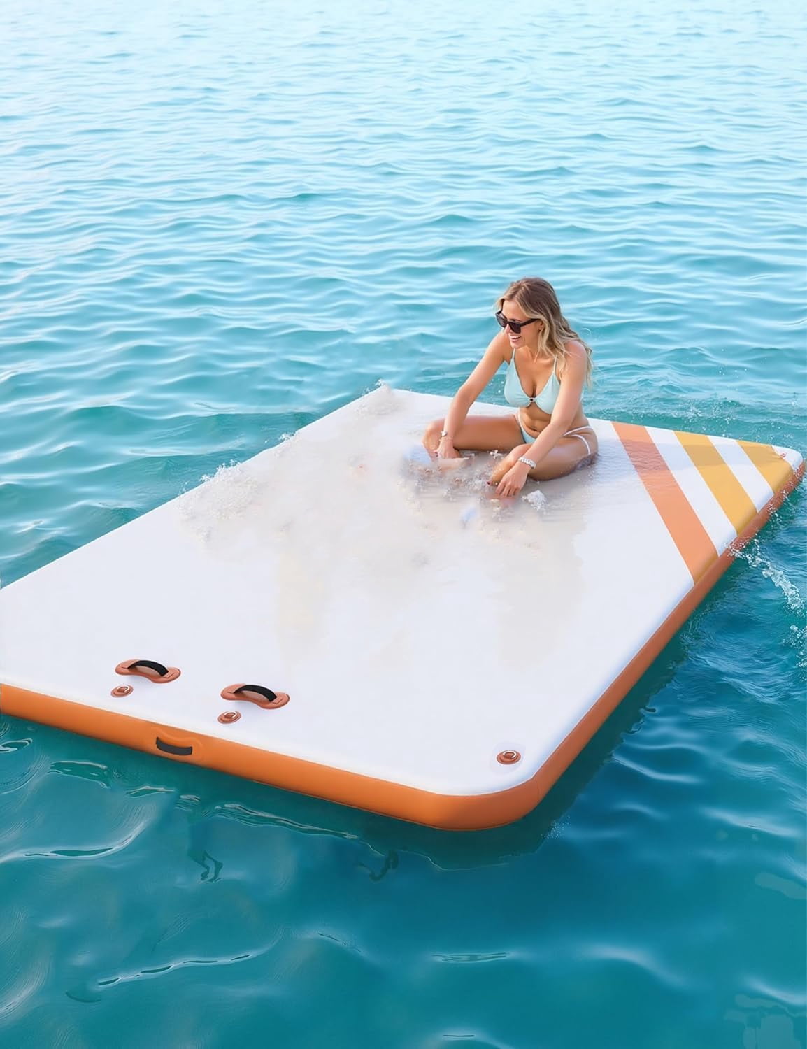 Huisuilinss Inflatable Floating Dock,Air Dock Platform Floating Island Raft,Lake Floats For Adults,Water Floating Dock Mat With Non-Slip Surface For Swimming Lake Beach Ocean Pool