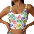 thumbnail image 2 of Uemuo Colorful Pattern With Cute Chameleons Pattern Women's Sports Bra - High Impact Support, Breathable, and Comfortable Athletic Bra for Running, Yoga, and Workouts, 2 of 9