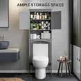 thumbnail image 4 of Bealife Over The Toilet Storage Cabinet with Open Shelf, Organizer with Adjustable Shelf and Double Doors,Over The Toilet Storage Shelf Free Standing (Grey), 4 of 18