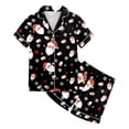 thumbnail image 3 of Girls Outfits Set for Girls Casual Pajamas with Christmas Print Button Down Lapel Short Sleeved Top and Shorts for Everyday Wear, 3 of 3