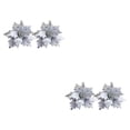 thumbnail image 2 of Injueey 2 piezas 25cm brillo Poinsettia adornos flores artificiales fiesta foto Prop decoración de oficina plata Plata 2piezas, 2 of 6