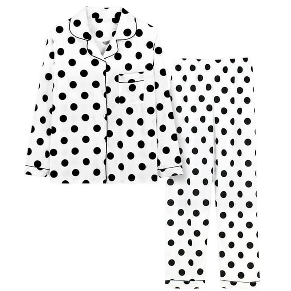 Pajamas Women's Long Sleeve Sleepwear Soft Button Shirts Loungewear Set Nightwear with Pockets Two Piece Sports Sweatsuit S-103 White M