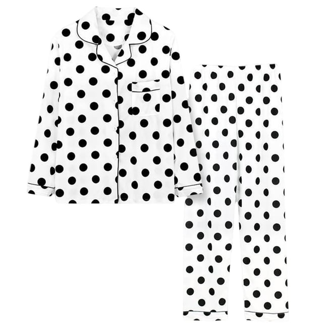 Qtocio Long Sleeve Pajama Set for Women,Crew Neck Solid Color Pullover Top and Pants Sleepwear Set for Fall Winter
