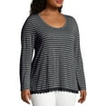 thumbnail image 3 of Just My Size Women's Plus Long Sleeve Lace Trim Top, 3 of 5