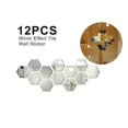 thumbnail image 1 of 12 Pcs Wall Decoration Mirror Stickers Non Glass Mirror Plastic 3D Mirror Hexagon Acrylic Mirror Wall Decor S, Silver, 1 of 5