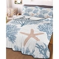 thumbnail image 2 of Quilts Twin Size, Light Blue Coral Coastal Soft Comforter Bedding Set for Bed, Summer Beach Starfish Shell Lightweight Quilted Bedspread with Pillow Cover(2 Pieces) for All Season, 68x86 Inch, 2 of 6