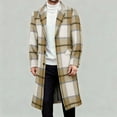 thumbnail image 4 of Business Casual Peacoats for Men with Pockets Long Length Woolen Jackets Mens Trendy Plaid Printed Long Sleeve Button-Down Collared Work Trench Coat, 4 of 7