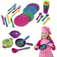 thumbnail image 2 of YOPTOP 26pcs Youngsters‘ Play Kitchen Set with Colorful Plates  Knives & Spoons - Durable PC Material,none, 2 of 6