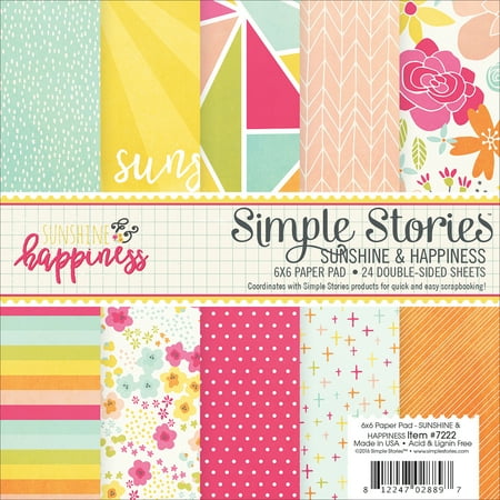 UPC: 0812247028897 | Simple Stories Double-Sided Paper Pad 6 X6  24/Pkg-Sunshine & Happiness  12 Des
