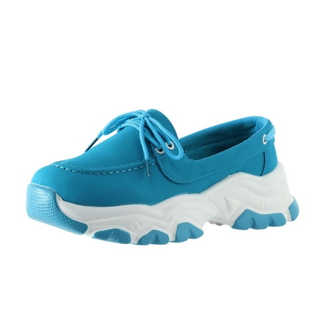 

QYZEU Shoes for Nurses Women On Feet All Day Sneaker Wedges Shoes for Women Fashion All Season Women Sports Shoes Flat Bottom Non Slip Thick Bottom Platform Waterproof Upper Slip On Lace Up Comfortab