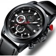 thumbnail image 6 of Men's Watches, Business Casual Chronograph Quartz  Wristwatch Black Leather Strap Watch for Man, 6 of 6