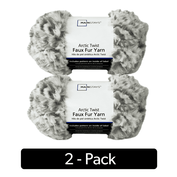 Mainstays Arctic Twist, 54.7 yd, Light Grey, 100% Polyester, Super Bulky, Pack of 2