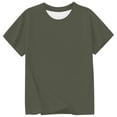 thumbnail image 4 of Tisuna Child Girls Solid Color T-Shirt Short Sleeve Crew Neck Tops Breathable Soft Little Girls Kids Pullover Summer Clothes Army Green Size 12-13 Years, 4 of 4