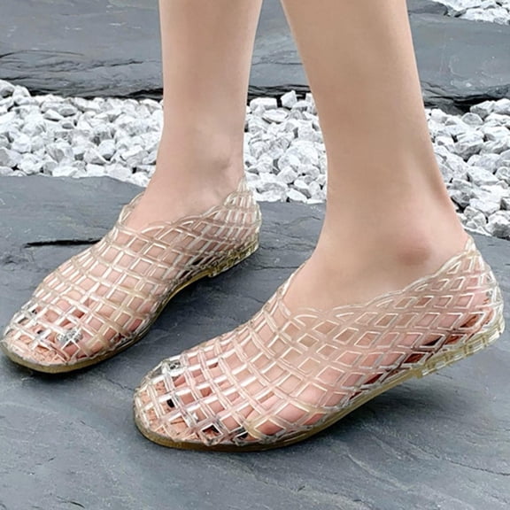 Ytobaz Flat Sandals for women Jelly Mesh Closed Toe Beach Shoes Slip On Flats Outdoor Poolside Vacation Travel Walking Daily Casual Footwear