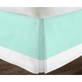 thumbnail image 3 of Luxury 1 Piece Split Corner Two Tone Tailored Bed Skirt, Olympic Queen Size 18 Inch Deep Pocket, 100% Egyptian Cotton, 800 Thread Count, Solid White/Aqua Blue Color., 3 of 3