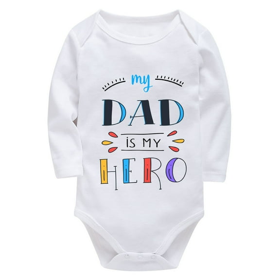 Dad Is My Hero Newborn Bodysuits for Baby Girls Short Sleeve Gender Neutral Baby Onesie White 0-3 Months Baby Boy Suit