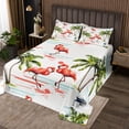 thumbnail image 2 of Erosebridal Cartoon Flamingo Coverlet Set Queen, Coconut Tree Bedding Set, Tropical Plant Decor, 3pcs, 2 of 5