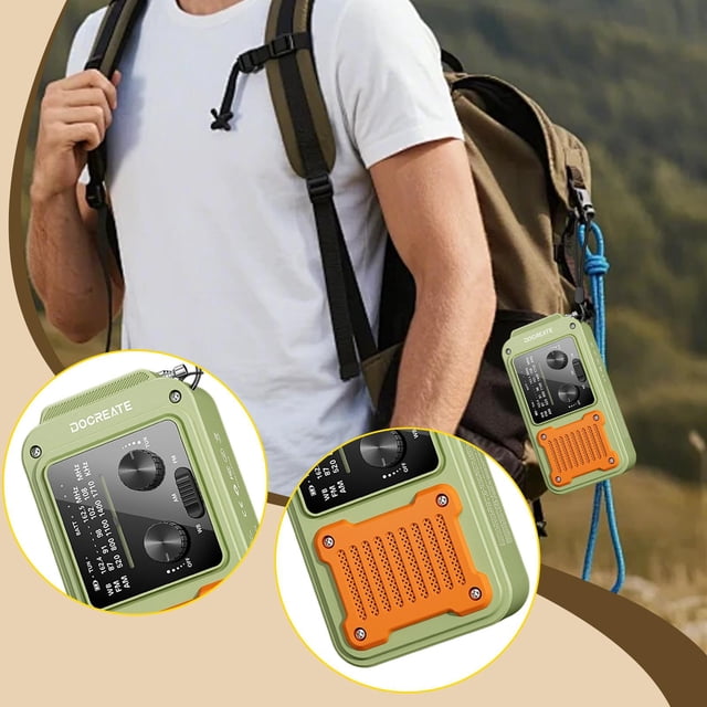 Quzzie Compact, Portable Emergency Radio with Flashlight, USB Charger, SOS Weather Warning And Three Charging Modes - Ideal for Preparedness, Camp green