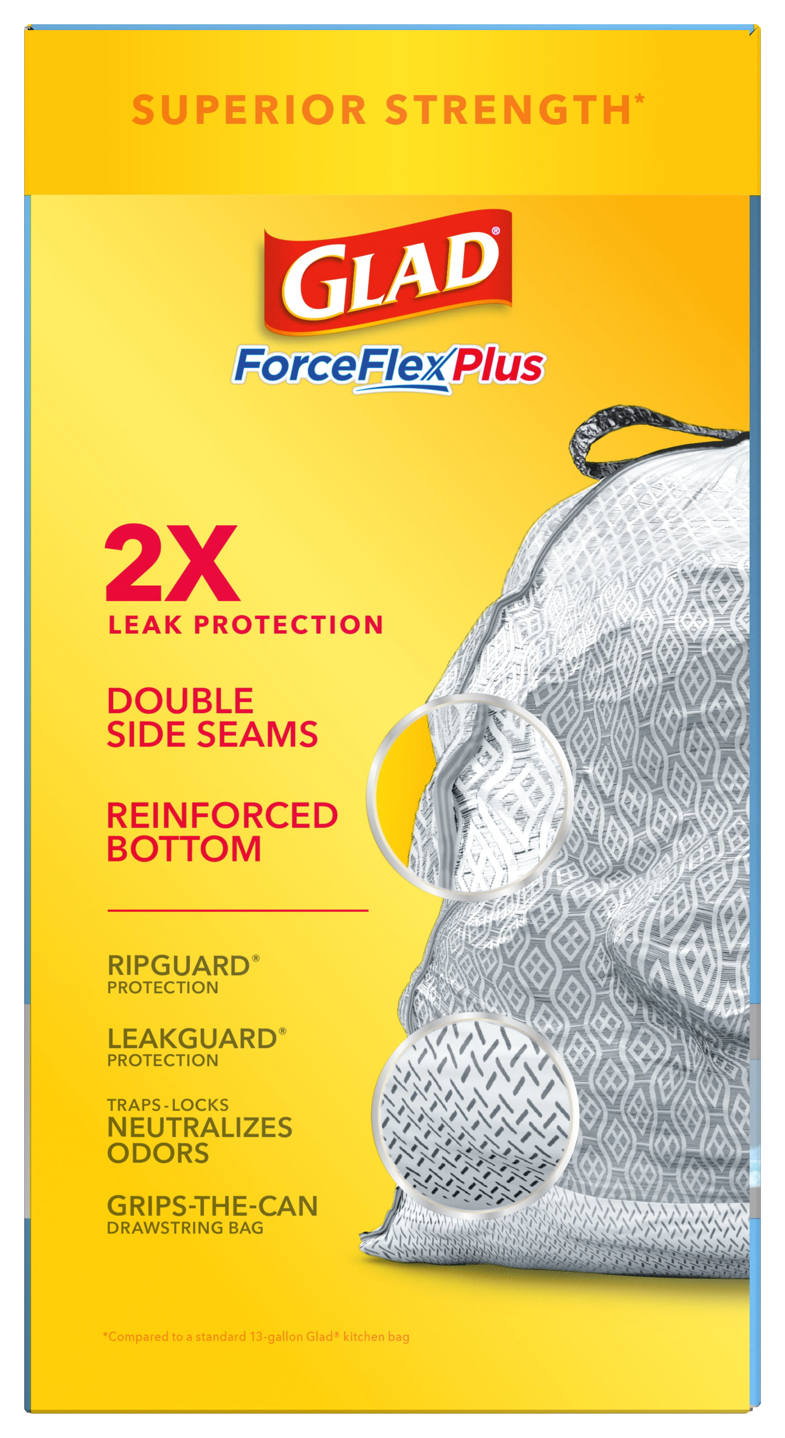 Glad ForceFlex Tall Kitchen Drawstring Trash Bags, 90 ct - Pay Less Super  Markets