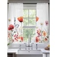 thumbnail image 3 of Pastoral Flowers Sheer Curtains 63 inches Long 2 Panels Set Colorful Daisy Floral Leaves Watercolor Sheer Window Curtain Rod Pocket Voile Drapes for Living Room/Bedroom, Each 52" W x 63" L, 3 of 7