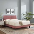 thumbnail image 2 of Platform Bed Frame, Tufted, Full Size, Pink, Velvet, Mid Century Bedroom, Modern Contemporary Boutique HB35607, 2 of 8