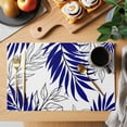 thumbnail image 2 of Blue Leaves Placemats Set of 6, Abstract Modern Geometric Lines Simple Art Placemats for Dining Table, Place Mats for Kitchen Tabletop, Waterproof Wipeable Dining Table Mats Set, 2 of 9