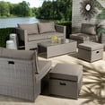 thumbnail image 6 of Baxton Studio Haina Modern and Contemporary Grey Fabric Upholstered and Grey Finished Synthetic Rattan 6-Piece Patio Set, 6 of 6