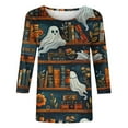 thumbnail image 6 of VKOYWKM Pumpkin Tops for Women Halloween 3/4 Sleeve T-Shirts Spooky Graphic T Shirts Loose Fit Crew Neck T-Shirts Fall Tops Halloween Costumes, 6 of 6