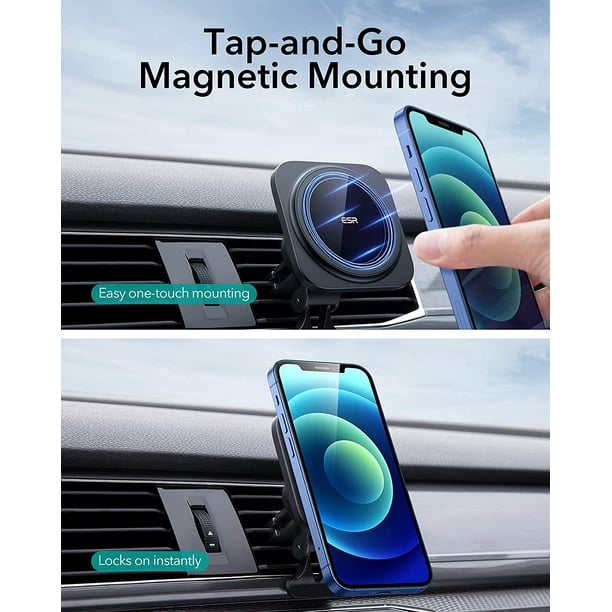 ESR HaloLock Magnetic Car Phone Holder, Compatible with Magsafe Car Mount,  iPhone 12/12 Pro/12 mini/12 Pro Max, 