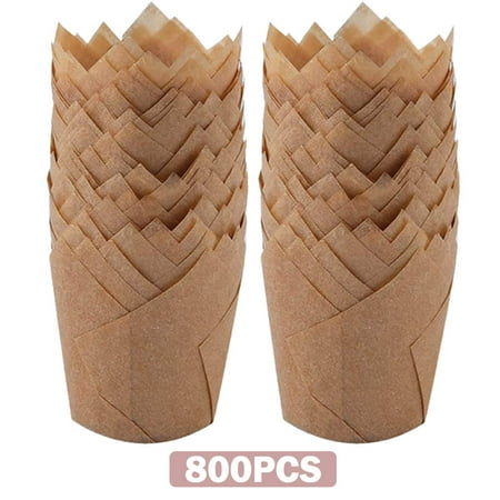 

800pcs Tulip Cupcake Liners Muffin Baking Cupcake Liners Holders Baking Cups Cupcake Wrapper for Party Wedding Birthday Christmas Cupcake Liners(brown)