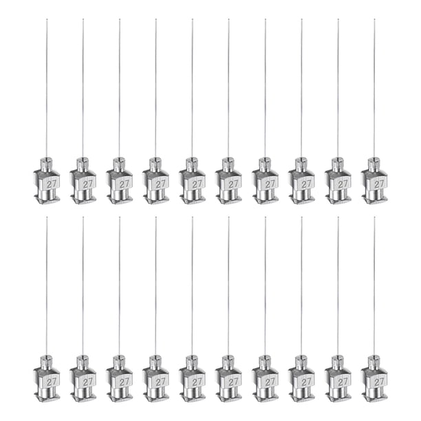 Uxcell 20 piezas 27G agujas de dispensación de acero inoxidable, tubo de aguja de pegamento de 1-1/2" punta roma