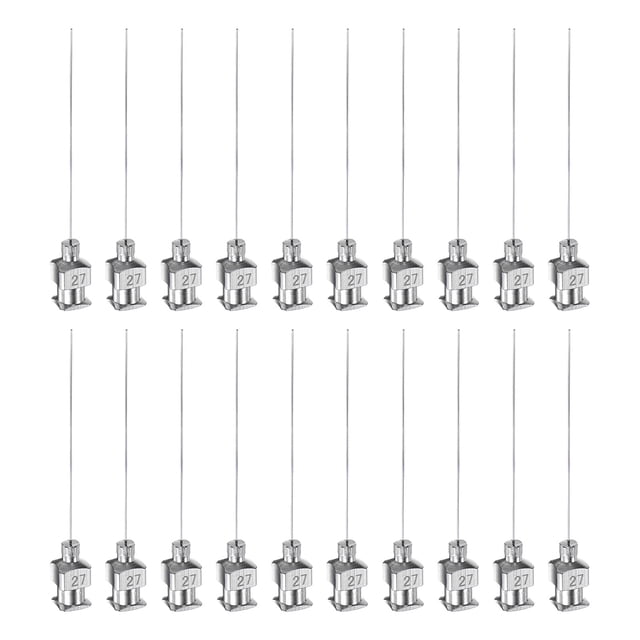 Uxcell 20 piezas 27G agujas de dispensación de acero inoxidable, tubo de aguja de pegamento de 1-1/2" punta roma