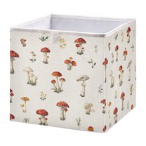 Foldable Fabric Storage Bin Home Cubes Clothing Organizer Bins Large Collapsible Box Basket for Home Organizer Watercolor Mushrooms Pattern