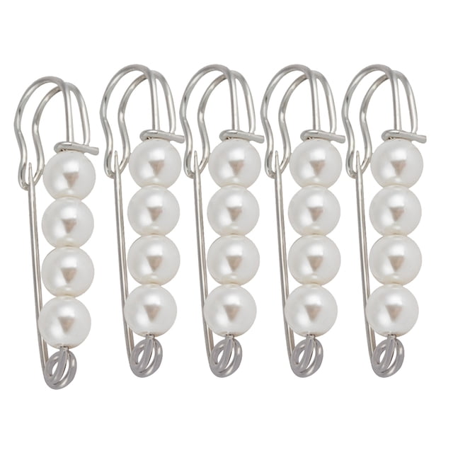 5x Pin de Seguridad de Perla de Imitación Elegante Clip Broche para Vestido Bufanda Sunnimix Faux Pearl Safty Pin