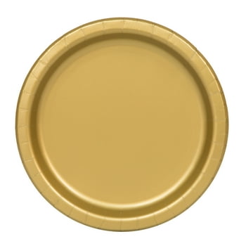 Way To Celebrate! Gold Paper Dinner Plates, 9in, 20ct