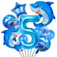thumbnail image 1 of Set de Globos Woizoeiy Tiburón Azul Número 5 de 40" para Fiesta, 1 of 8