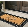 thumbnail image 3 of A1HC Natural Coir and Rubber Paisley Hand-Flocked Monogrammed Doormat, 30"x60", Durable Low Profile Heavy Duty Outdoor Front Door Mat, Black, 3 of 7