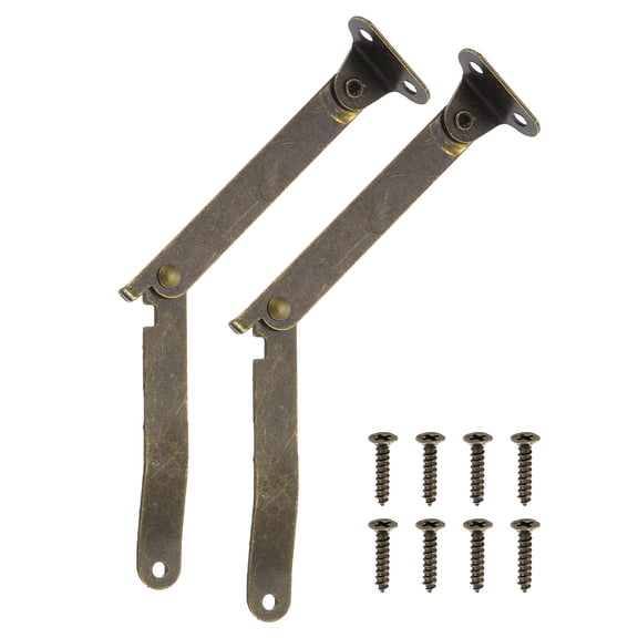 2Pcs 3.5" Folding Lid Support Hinges, Lift Up Stay Hinge with Screws, Bronze