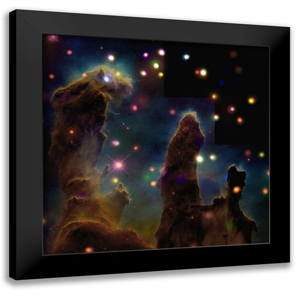 NASA 12x12 Black Modern Framed Museum Art Print Titled - The Eagle Nebula, Pillars of Creation