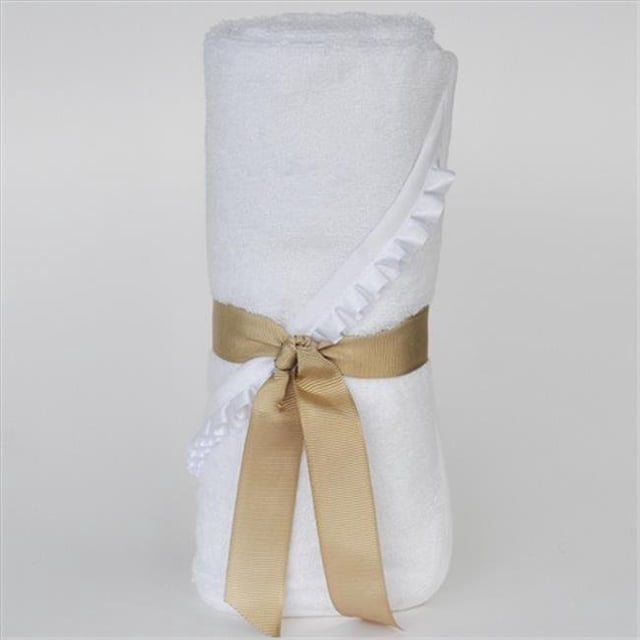 Newborn Hooded Bamboo Turkish Towel - White With White Ribbon