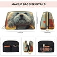 thumbnail image 2 of Bingfone Sunset Meditating Bichon Frise Print Leather Makeup Bag, Portable Hand-held Zipper Female Cosmetic Bag Toiletry Bag, Suitable for Home and Travel, 2 of 6
