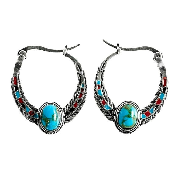 Fiaya Women Creative Fashion Studs for Women, Turquoise Eagle Feather Earrings, Jewelry Gifts for Daughter Sister