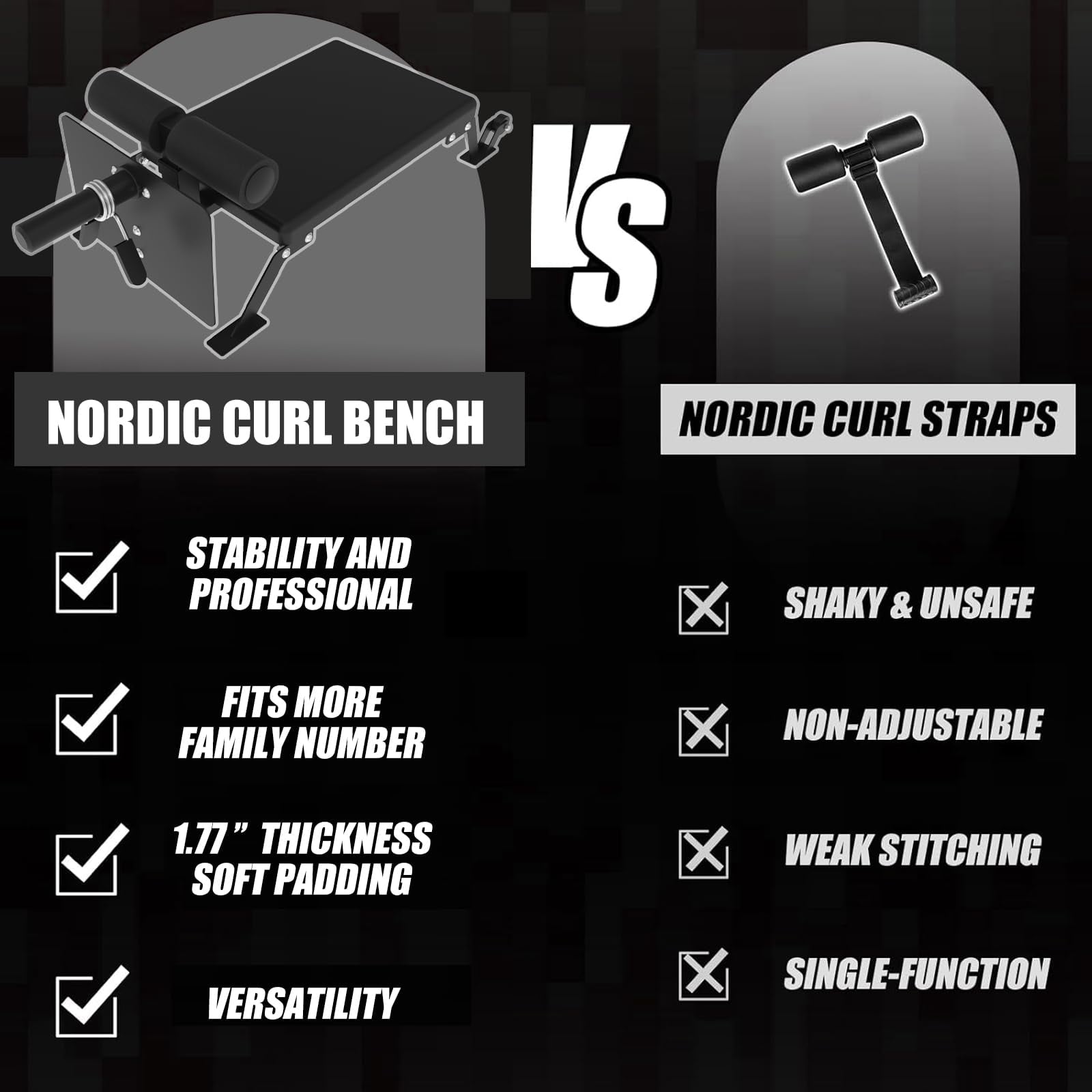 Huisuilinss Nordic Curl Machine,Adjustable Hamstring Curl Bench,Nordic Bench With Wheels,Glute Machine,Home Gym Equipment For Leg Workouts
