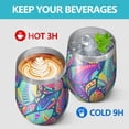 thumbnail image 4 of 12oz Stemless Wine Tumblers Blue Pioneer Flower and Leaf Pattern Vacuum Insulated Stainless Steel Travel Tumbler Cups Mug with Lid and Straw for Champaign,Cocktail,Beer with Cleaning Brush, 4 of 5