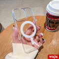 thumbnail image 1 of WUJU Crystal Clear Acrílico Duro Inalámbrico Carga Magnética Funda Compatible Para iPhone 11 12 13 14 Pro Max 14 Plus mini X XR XS 7 8 SE Transparente A Prueba De Golpes, 1 of 4