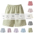 thumbnail image 3 of Women's Plaid Straight Leg High Waist Pocket Shorts, Polyester Loose Casual Short Trousers, Summer Daily Bottoms for Travel Shopping Home | TruHer,Yellow Free Size, 3 of 5