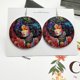 thumbnail image 5 of 2x1 Pair African Girl Earrings Wooden Round Tag Hippy Hook Tribe Ear Jewelry A------Product code 61326, 5 of 5