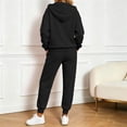 thumbnail image 6 of Women's Fleece Lined 2 Piece Tracksuit Zip Up Hoodie Jacket Jogger Pants Set Drawstring Waist Loose Fit Fall Winter Casual Loungewear Black, 6 of 8