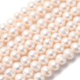 thumbnail image 2 of 1strand Natural Cultured Freshwater PearlBeads Strands Round Seashell color 10~11mm Hole: 0.8mm about 42pcs/strand 15.7 inch, 2 of 5