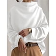 thumbnail image 6 of Womens Oversized Sweatshirts Stand Collar Pullover Long Sleeve Hoodies Tops Fall Fashion Outfits Clothes White XL, 6 of 9